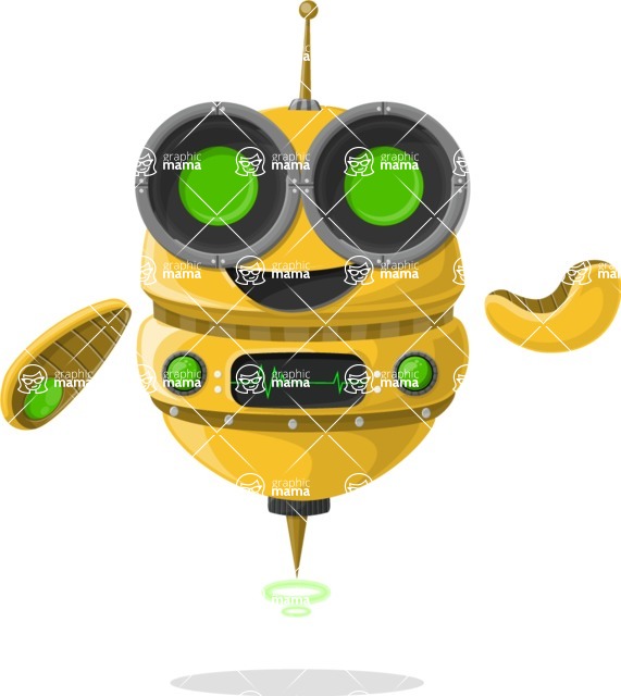 Cartoon Robot Clipart Bundle - Cartoon Yellow Robot with Big Eyes